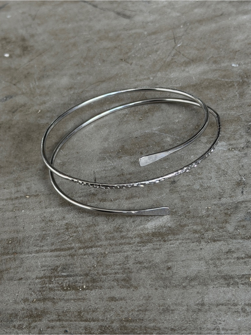 Sterling Silver Triple Wrap Cuff Bracelet - Silver